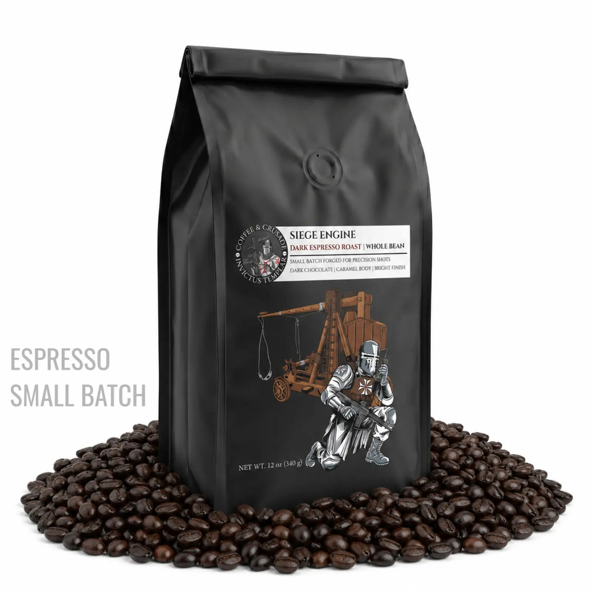 Siege Engine Espresso | Dark Roast Whole Bean Tactical Coffee 12oz