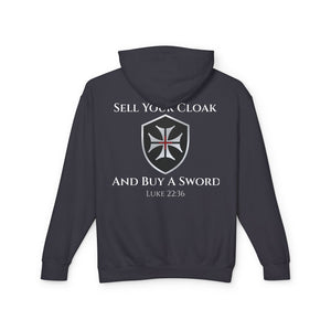 Invictus Templar Unisex Lightweight Hooded Sweatshirt – ‘Sell Your Cloak and Buy a Sword’