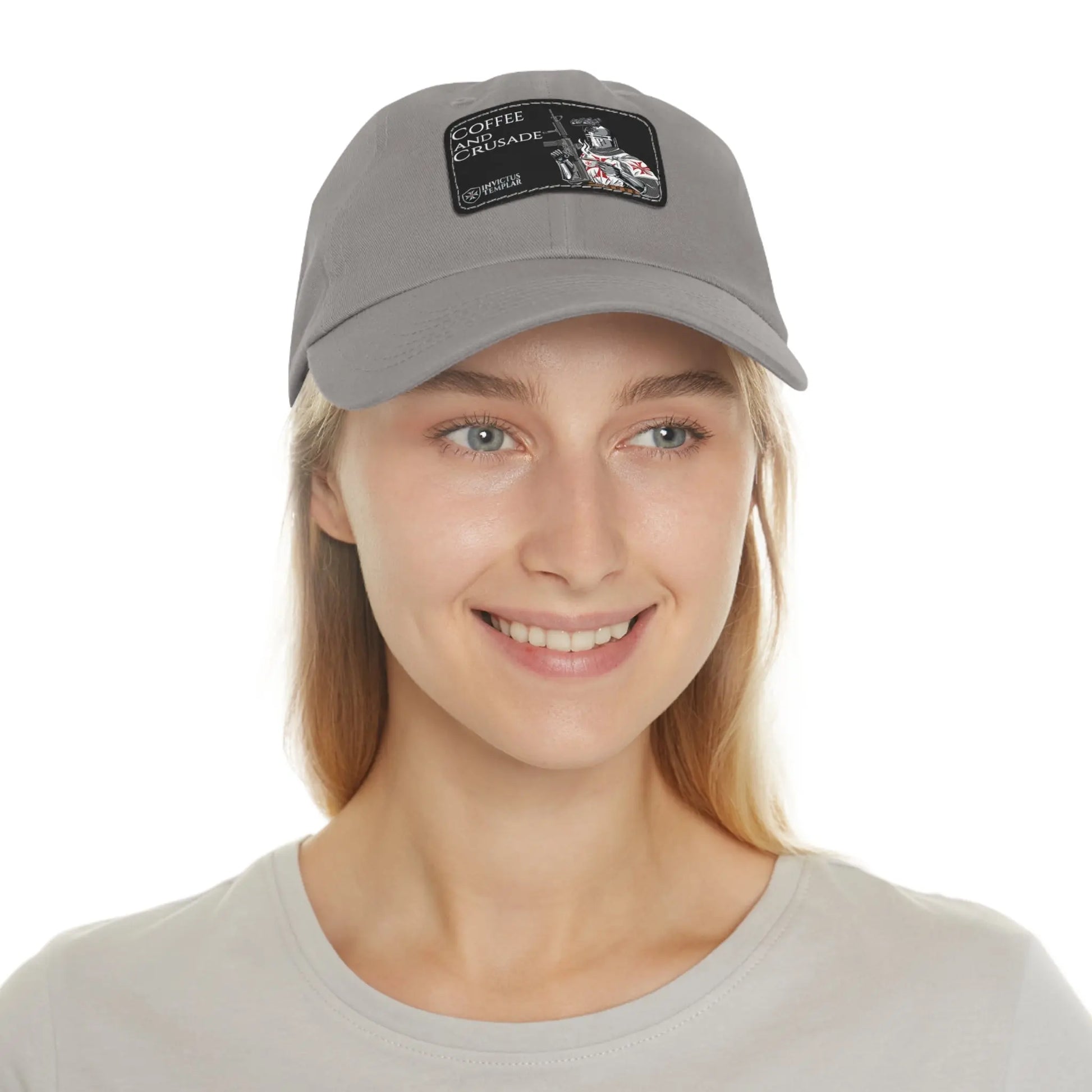 'Coffee and Crusade' Dad Hat with Leather Patch Invictus Templar