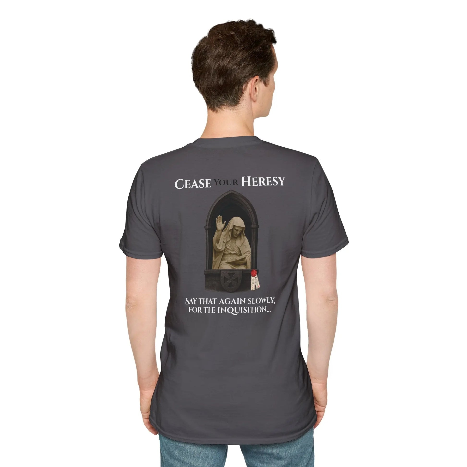 Cease Your Heresy | Trad Christendom | Unisex Softstyle T‑Shirt - Invictus Templar