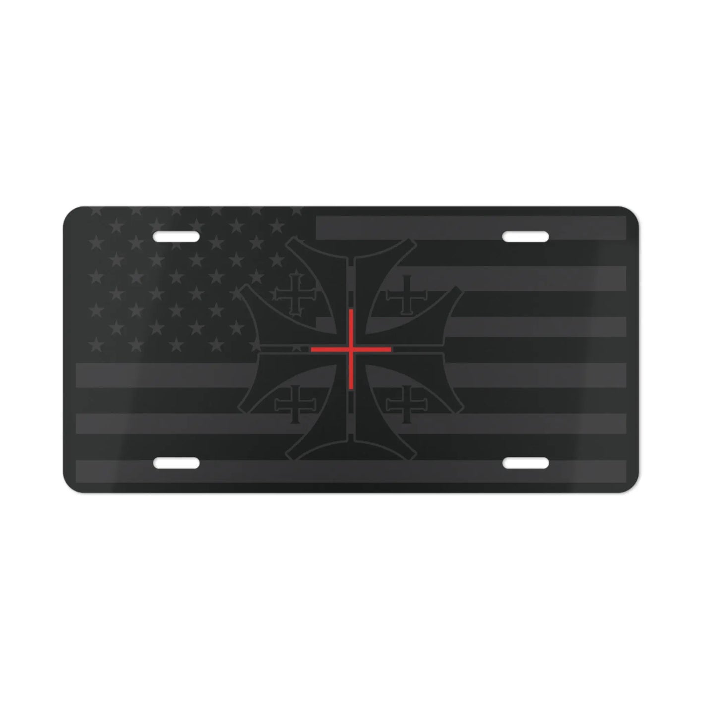Modern Crusader American Flag Vanity License Plate Invictus Templar