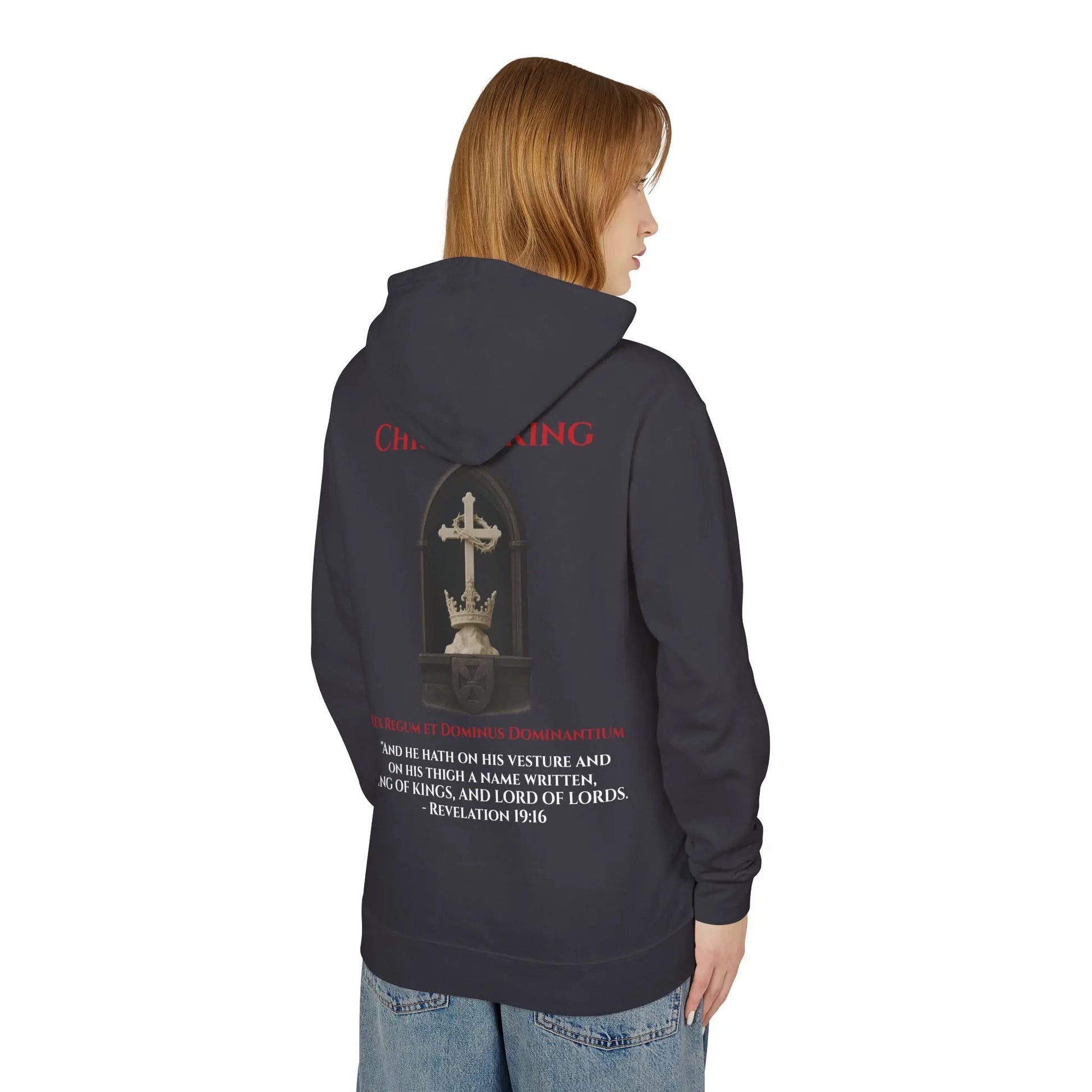 Christ Is King Unisex Lightweight Hooded Sweatshirt - Invictus Templar