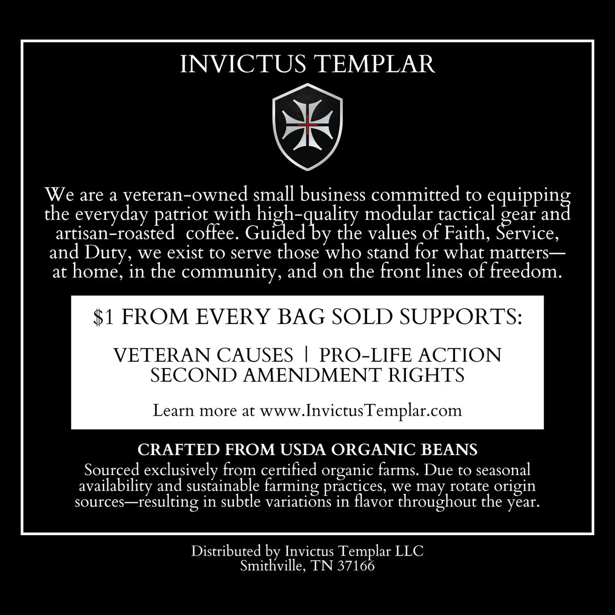 Siege Engine Espresso | Dark Roast Whole Bean Coffee 12oz - Invictus Templar