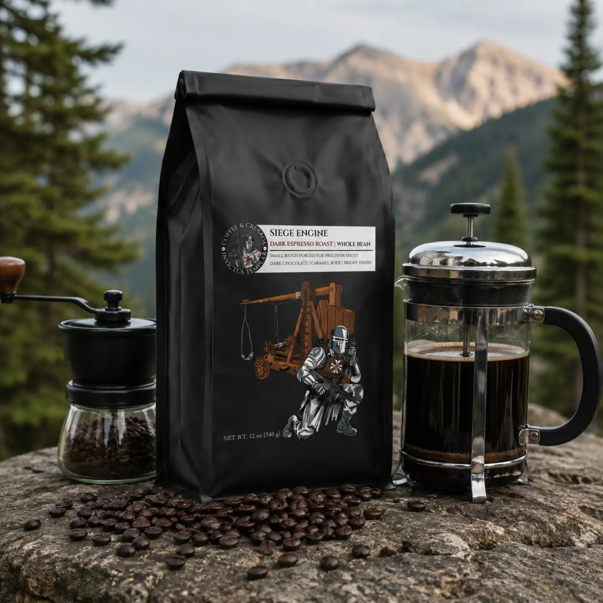 Siege Engine Espresso | Dark Roast Whole Bean Tactical Coffee 12oz Invictus Templar
