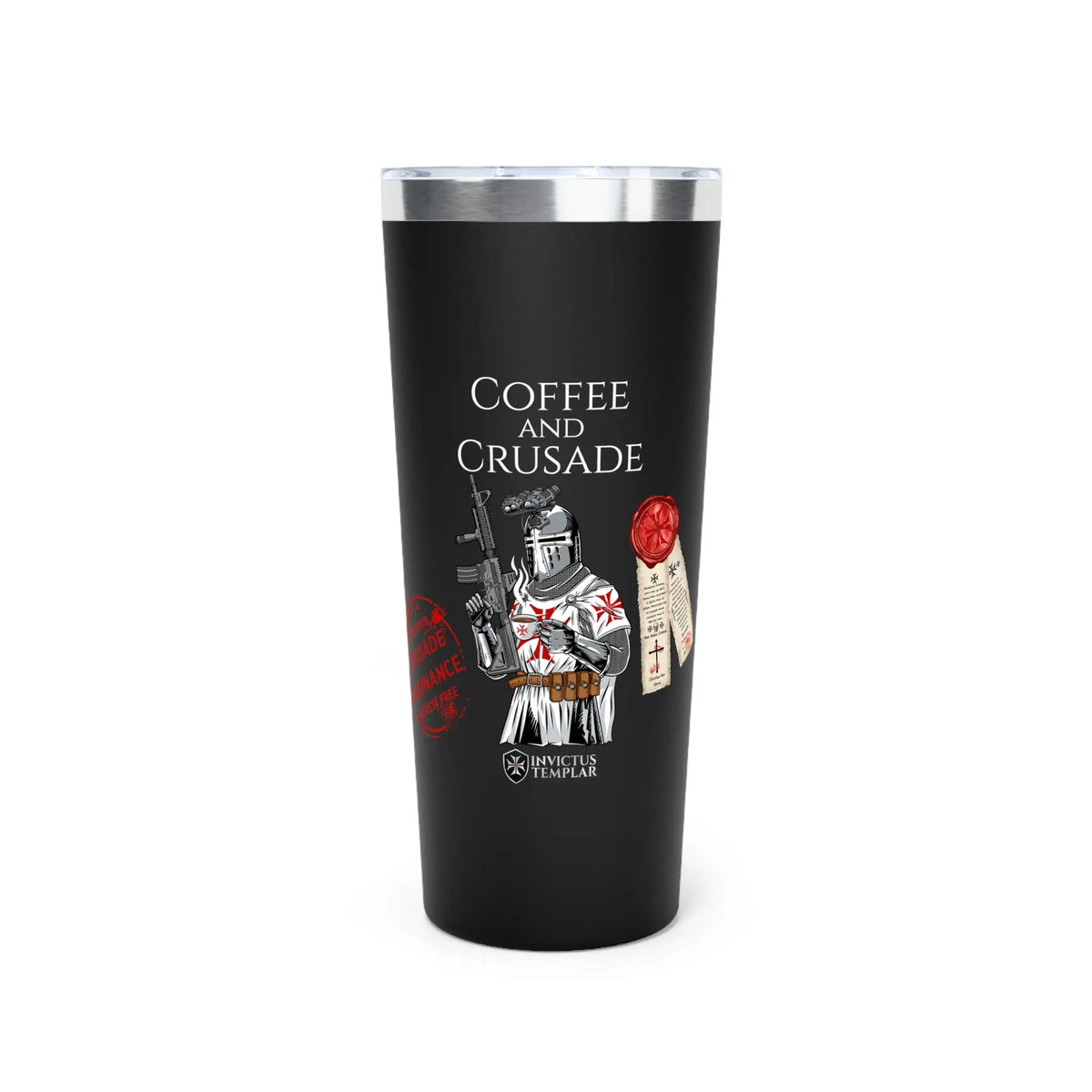 ‘Coffee and Crusade’ 22oz Copper Insulated Tumbler – Fuel Your Mission - Invictus Templar