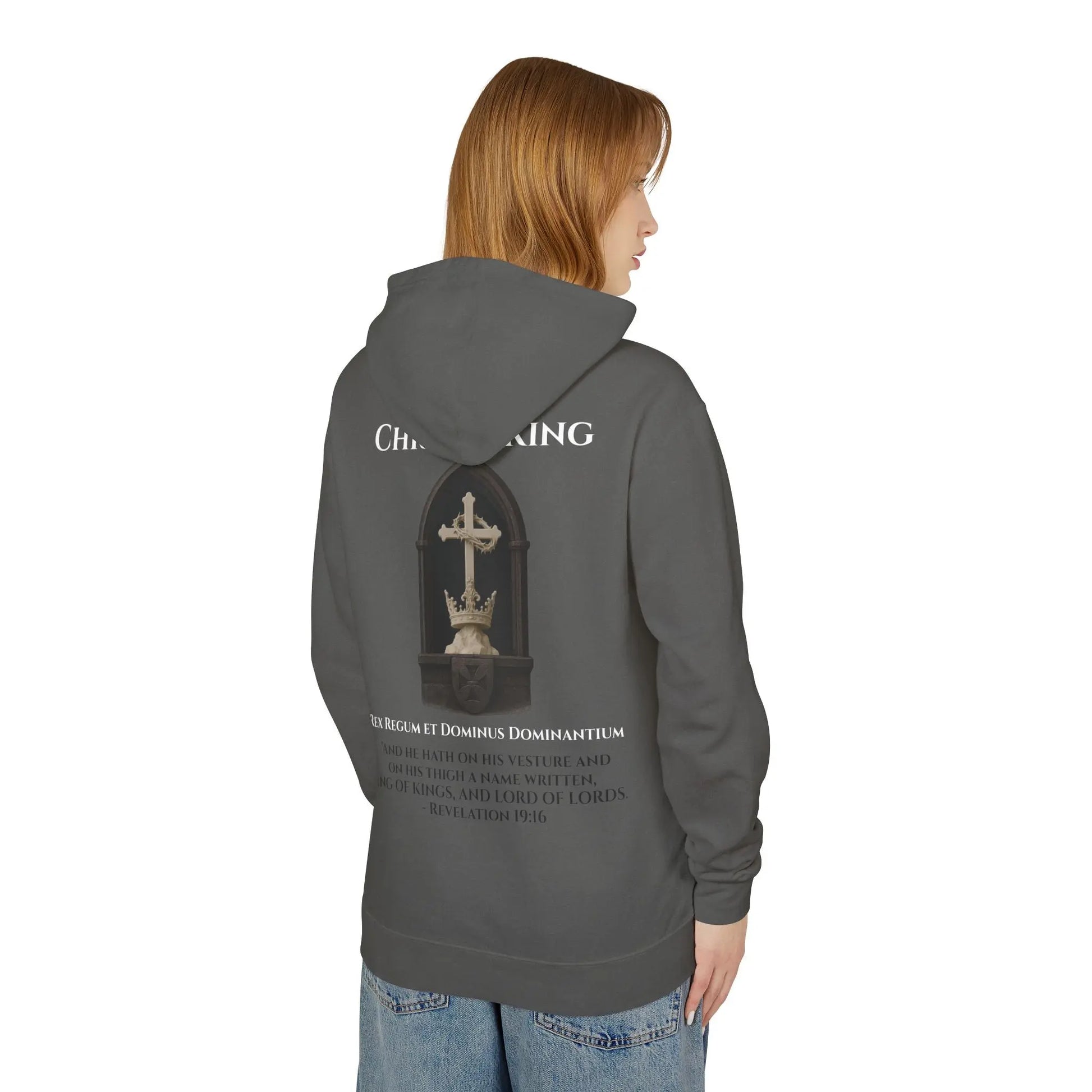 Christ Is King Unisex Lightweight Hooded Sweatshirt - Invictus Templar