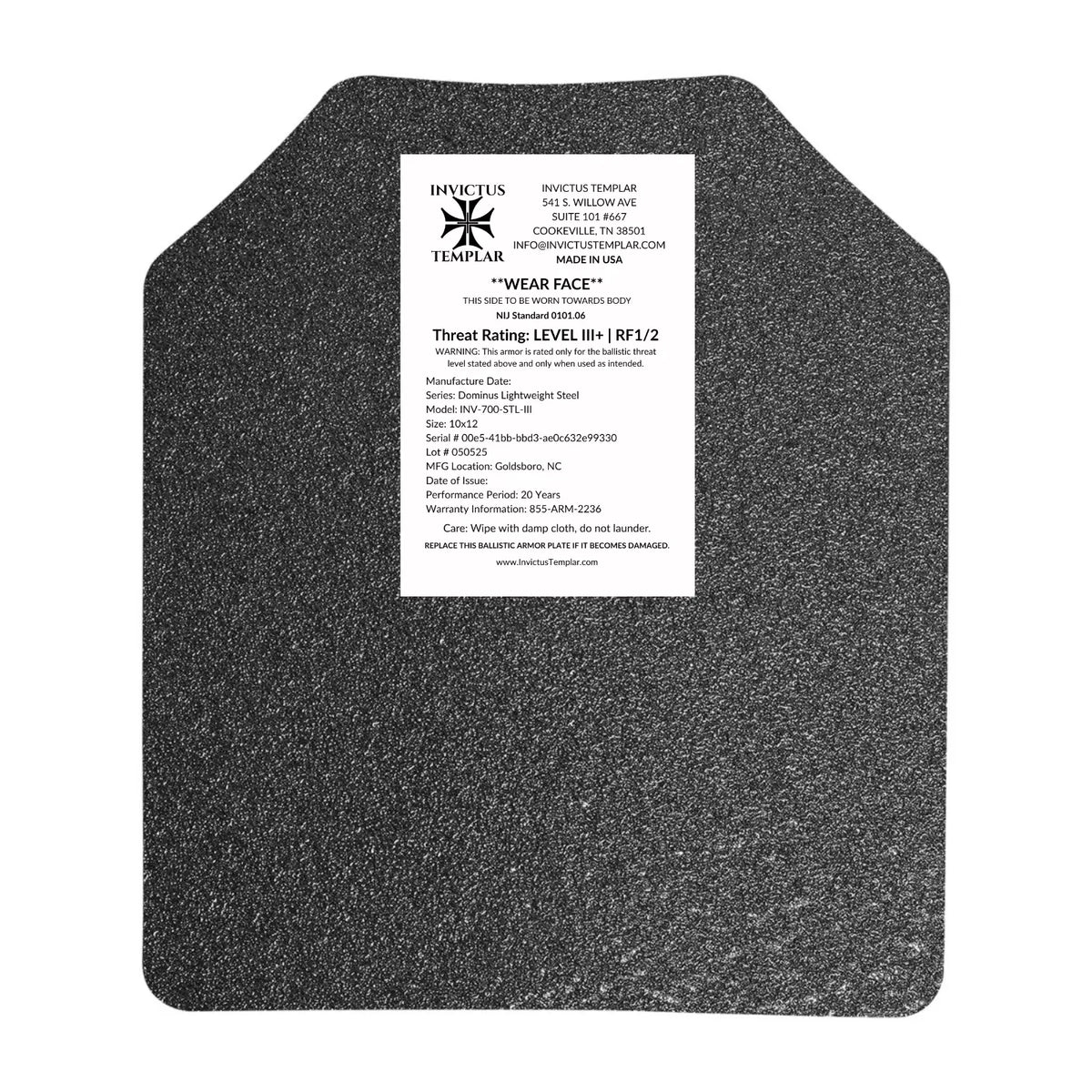 Inv Plate Steel Armor | Dominus AR700 Lightweight Rifle Plates
