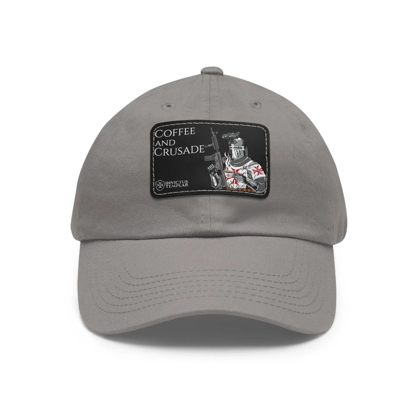 'Coffee and Crusade' Dad Hat with Leather Patch Invictus Templar