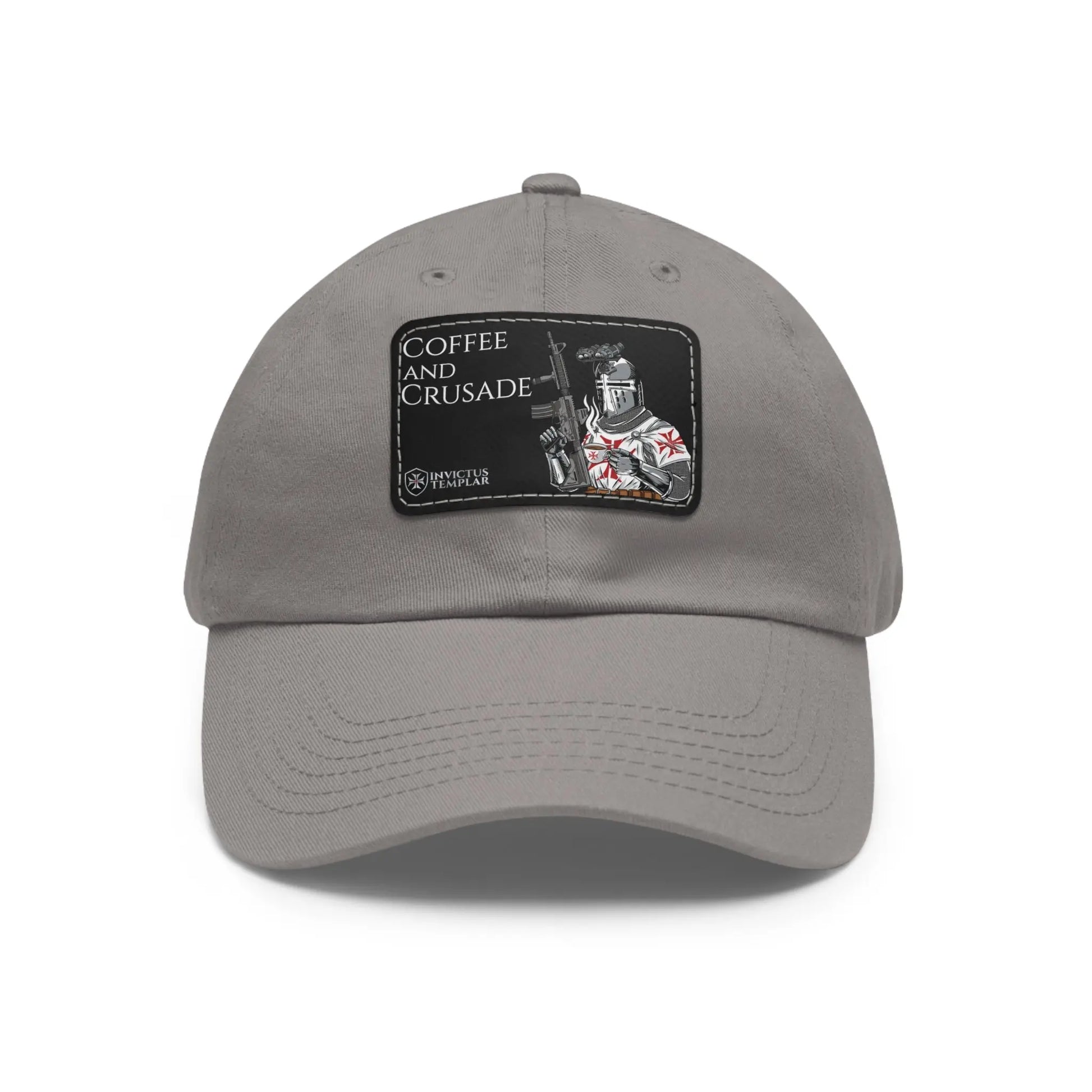 'Coffee and Crusade' Dad Hat with Leather Patch Invictus Templar
