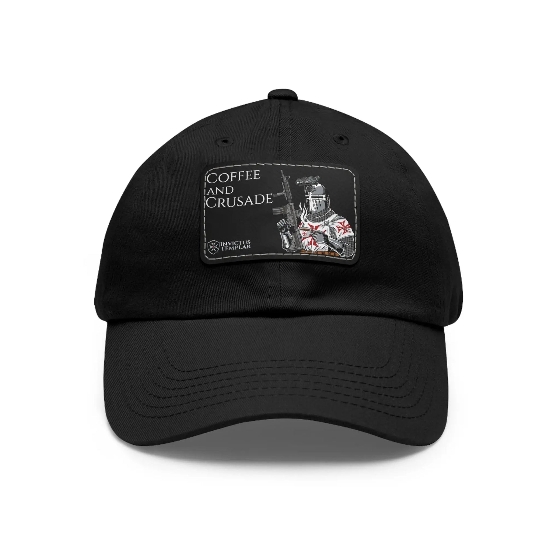 'Coffee and Crusade' Dad Hat with Leather Patch Invictus Templar