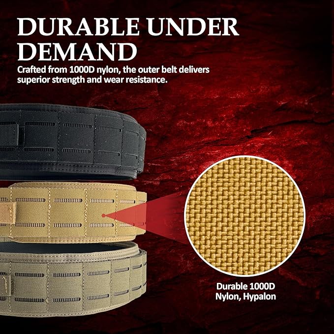 Durable 1000D nylon belts showcasing strength and wear resistance for the Modular Tactical Belt.