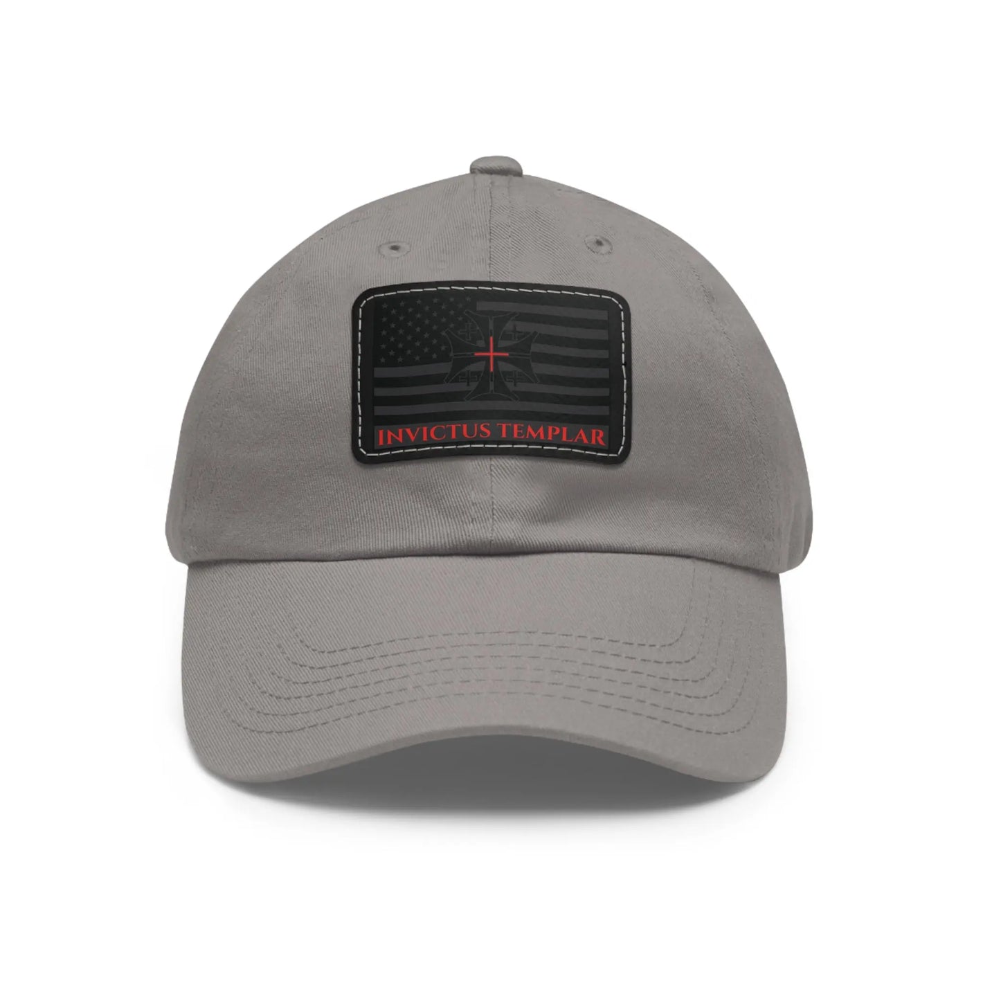 Modern Crusader American Flag Leather Patch Dad Hat Invictus Templar