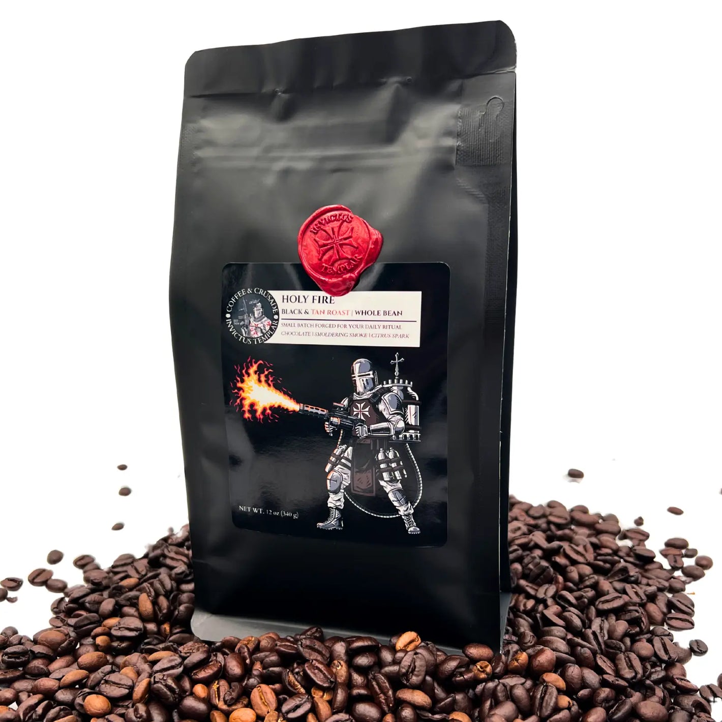Holy Fire | Black and Tan Roast Blend Whole Bean Coffee 12oz - Invictus Templar